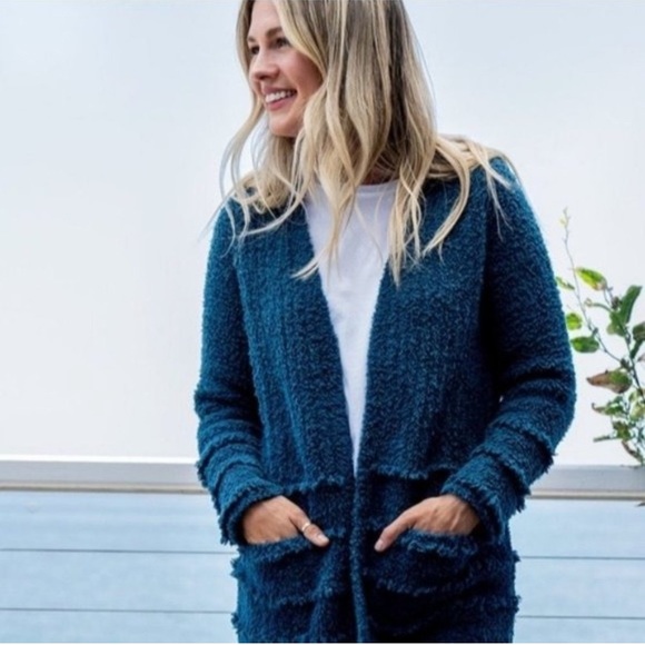 Barefoot Dreams Sweaters - Barefoot Dreams Teal CozyChic Boardwalk Cardigan sz S